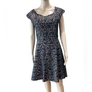 Black lace pink satin gemstone beaded cocktail dress vintage Arthur Weiss